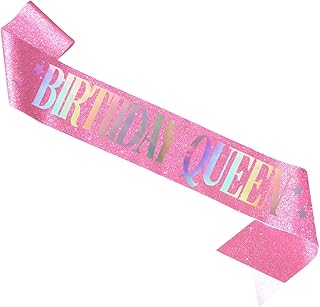 Birthday Queen Sash. "Birthday Queen" Sash - Birthday Sash for Women. Happy Birthday Sash for Girls, Sweet 16, 18th 21st 25th 30th 35th 40th or Any Other Bday Party (Pink)