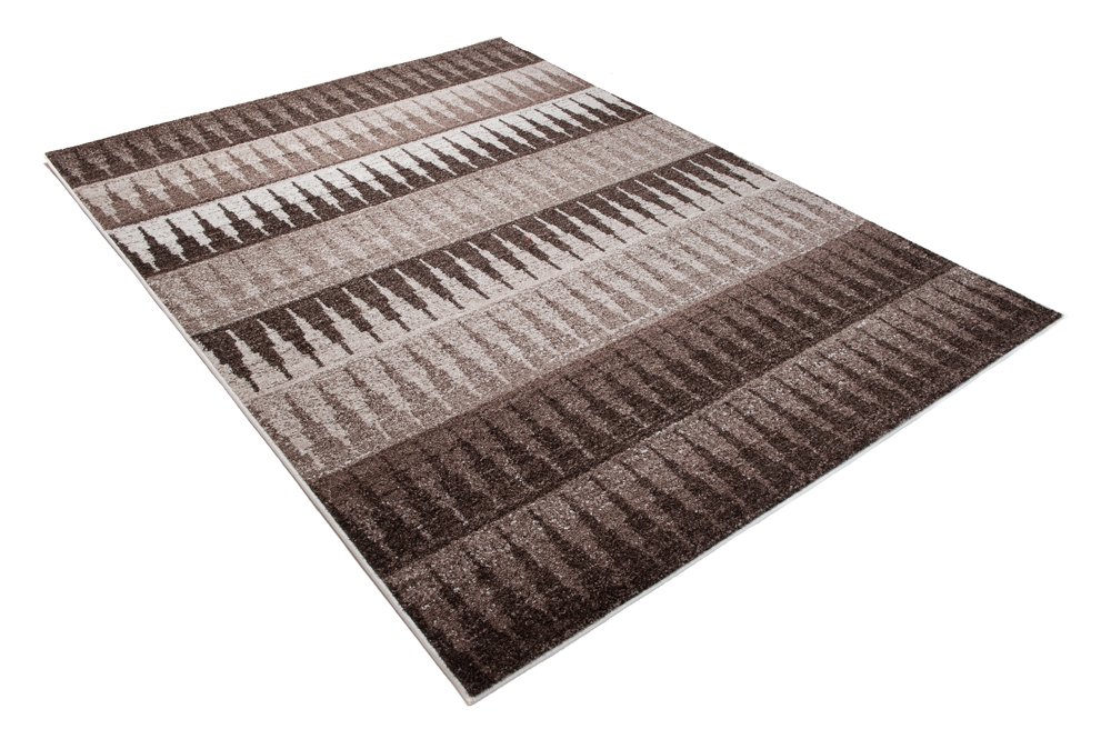Tapiso Sari dywan z krótkim włosiem, nowoczesny dywan, geometryczny wzór, w paski, trójkąty, melanż, brązowy, beżowy, do salonu, sypialni, Ökotex 240 x 330 cm