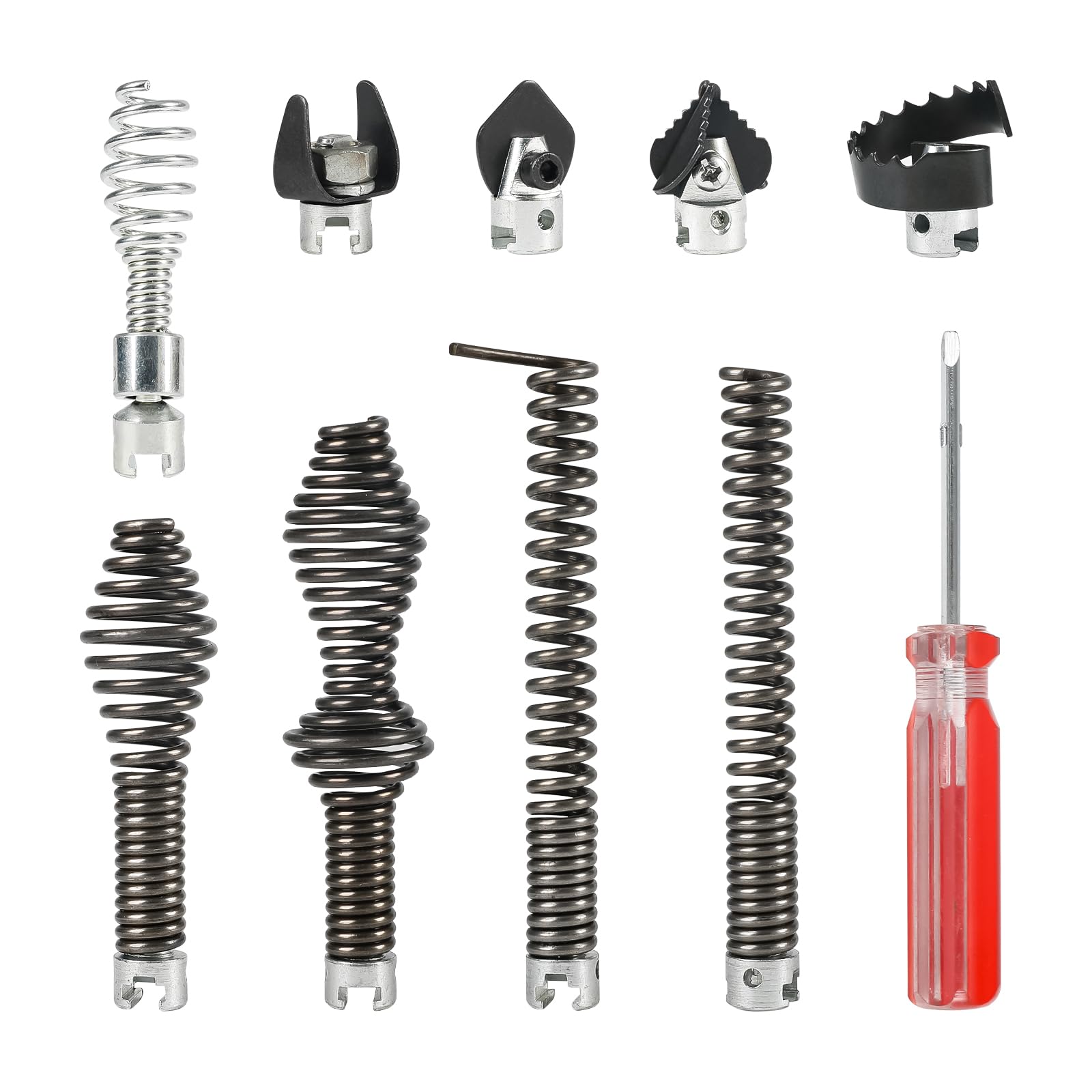 Aepiraza 10Pcs Drain Auger Cutter Set, Drain Snake Attachments Kit Drain Cleaning Attachment for 5/8