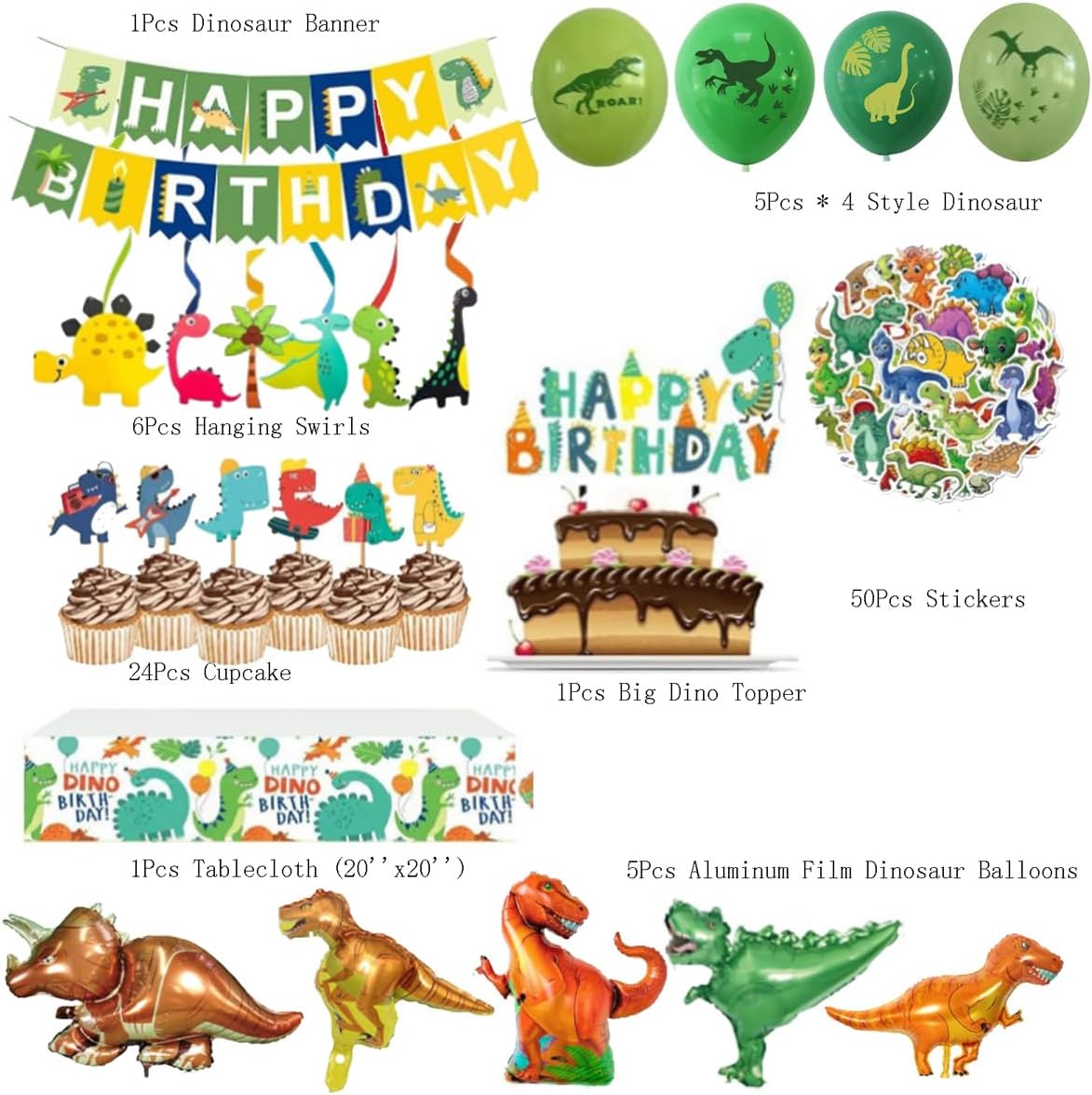 Dinosaur Birthday Decorations, 108Pcs Dinosaur Party Supplies, Dino Party Decorations Set, Great for Birthday Party, Children's Party, Theme Party and Birthday Decorations for Boys and Girl image 2