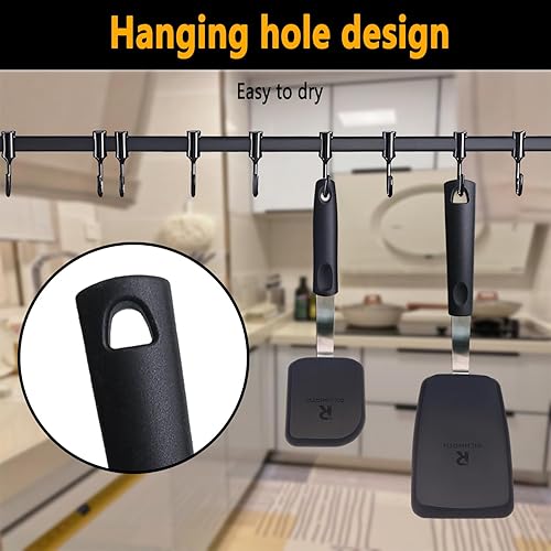 Miniatura 5 de RICHMIRTH Juego de 2 espátulas de silicona resistentes al calor, resistentes al calor, sin arañazos y sin BPA, con agujero para colgar para un fácil