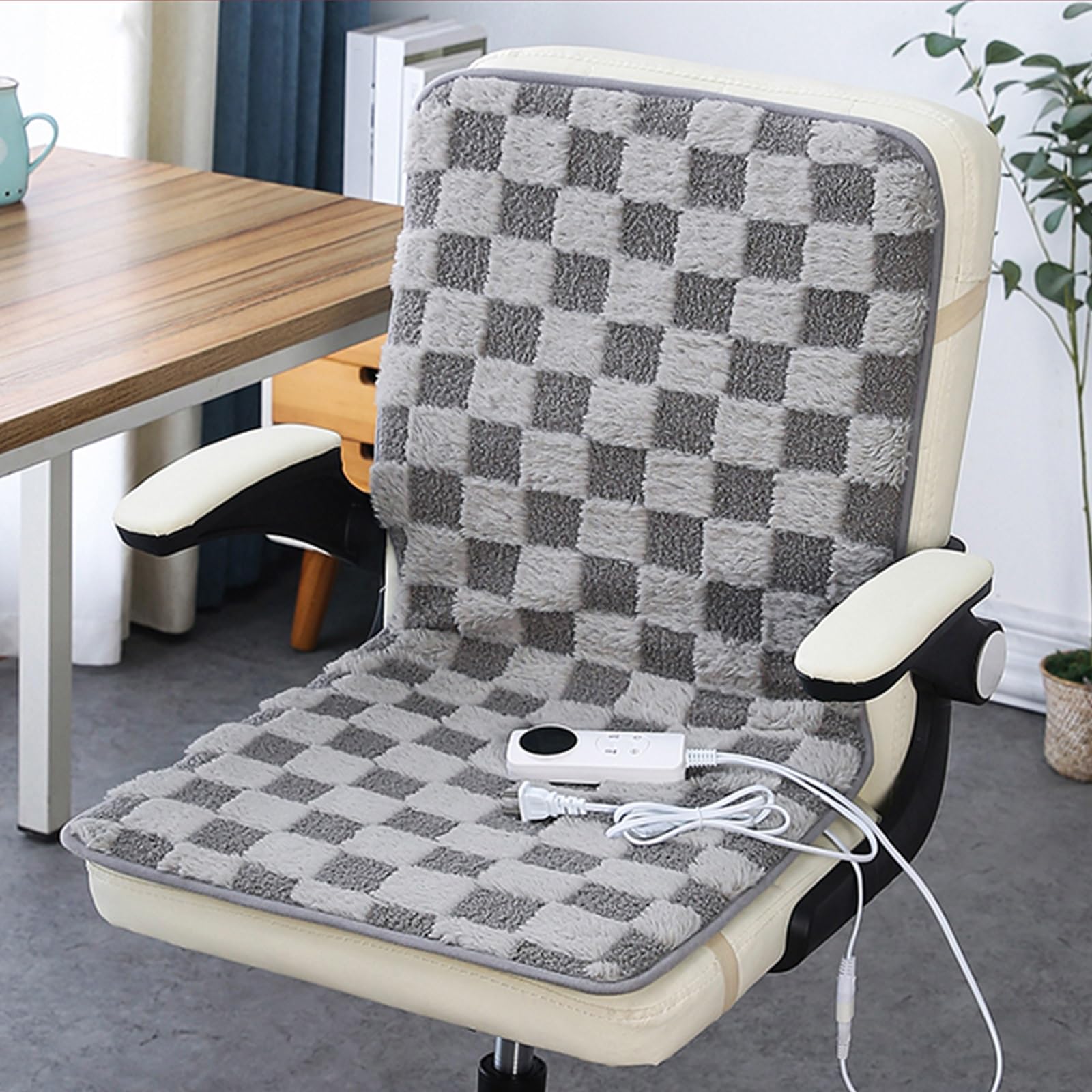 Almohadilla Electrica para Silla de Oficina, Esterilla Electrica con 9 Niveles de Calor y Temporizador, Esterilla Calor para Silla de Oficina(Gray)