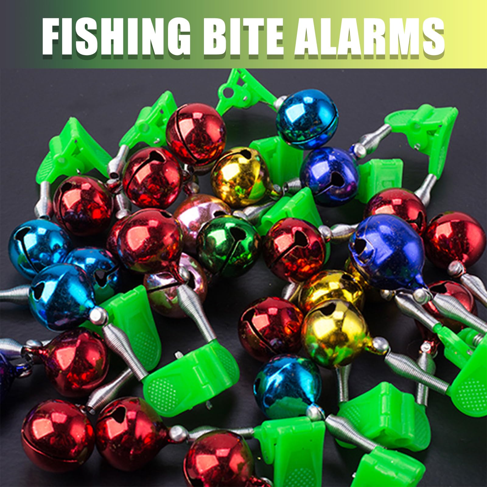 ZEXKENS 10Pcs Double Bells Bites Mark Indicators Fishing Rod Alarm Bells Clip Fishing Bites Alarm for Night Fishing