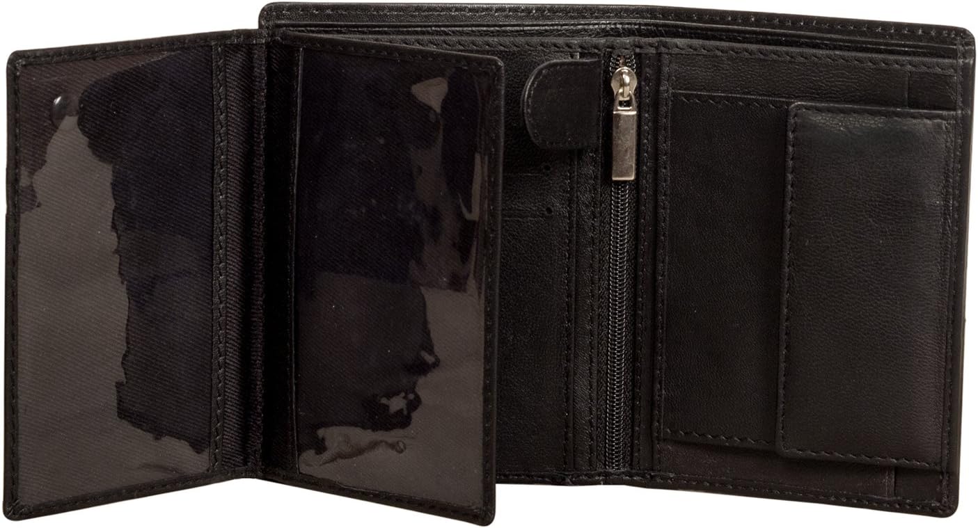 Sakkas Unisex Authentic Leather Tri-fold Wallet 9 Credit Card Slots - Gift Bag
