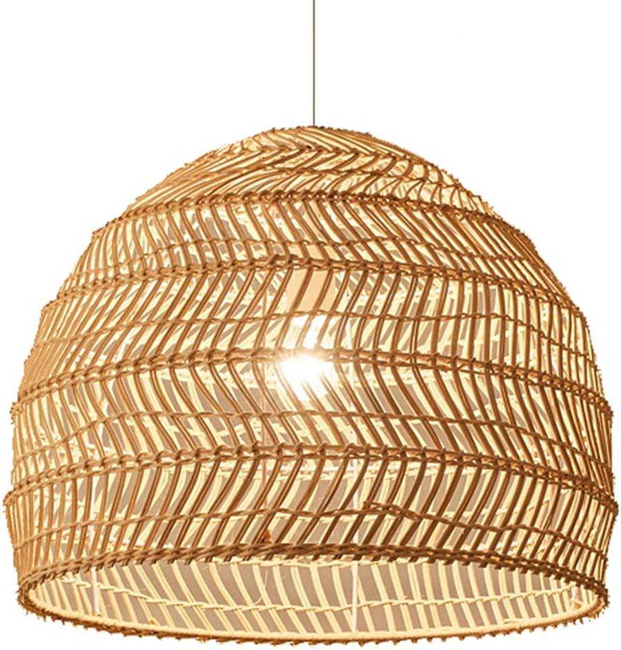 SHUANGZ Nordic Rattan Chandelier Bamboo Lantern Pendant Lamp Vintage Hand-Woven Chandelier Ceiling Light Wicker Lampshade Lantern Personality Creative Tatami Chandelier