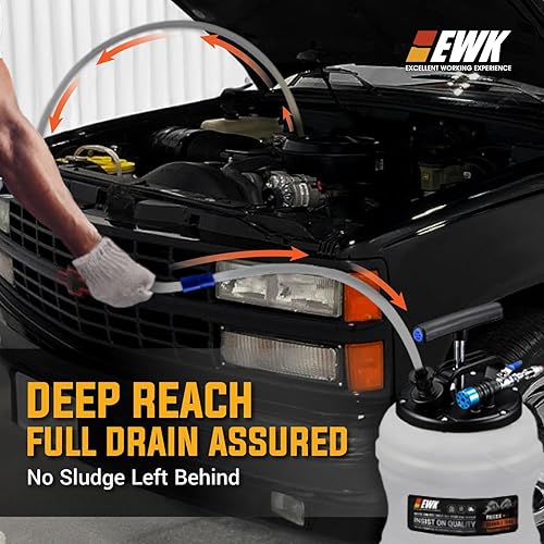 Miniatura 7 de EWK - Bomba extractora neumáticamanual para cambio de aceite, patentada, de 2.77 galones, para extracción al vacío de fluidos automotrices
