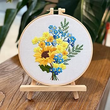 Amazon | 2個のプリント刺繍キット ひまわりの花束刺繍パターン