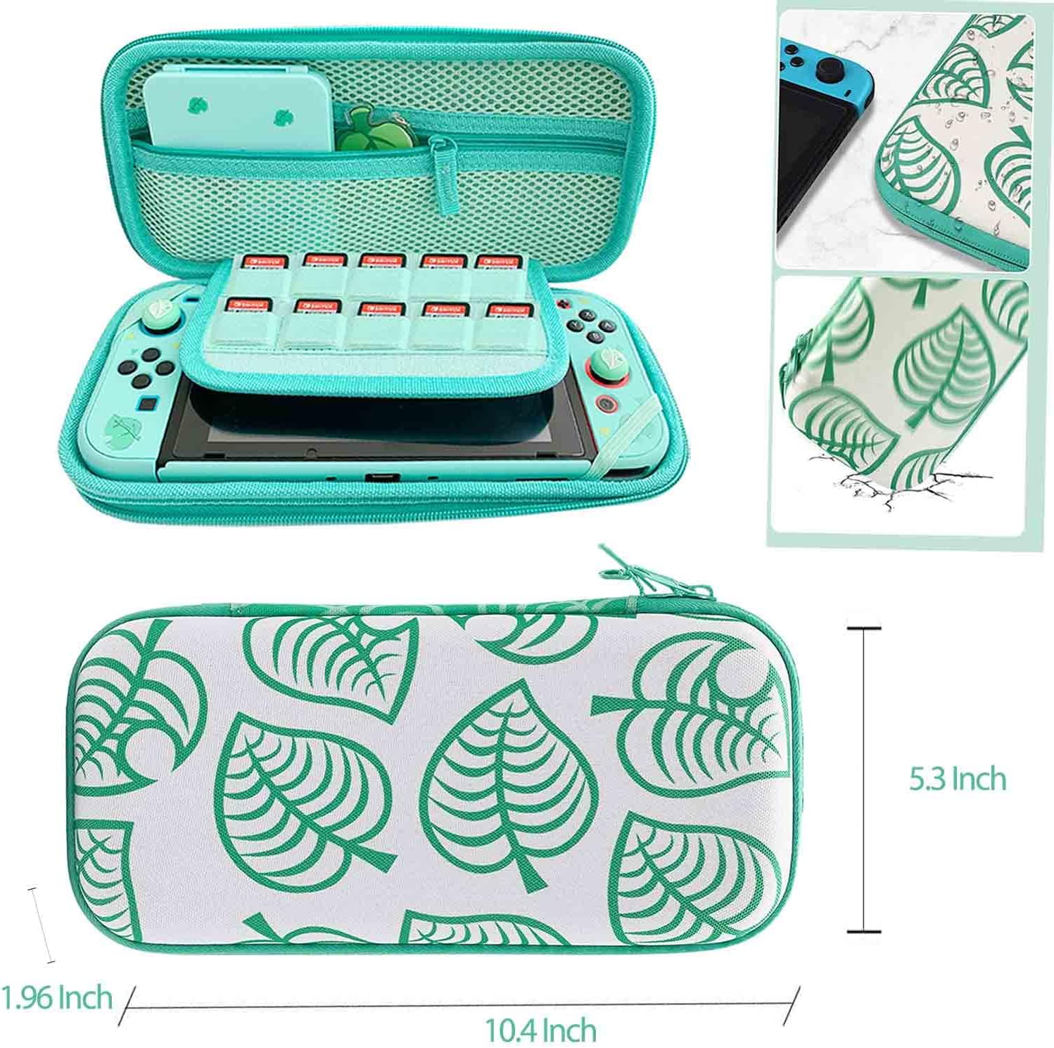 Accessories Bundle for Nintendo Switch OLED Animal Crossing Model 2021 - YOOWA Accessory kit NS Oled Animal Crossing Set with Carrying Case Protective Cover Screen Protector Game Card Holder Stand