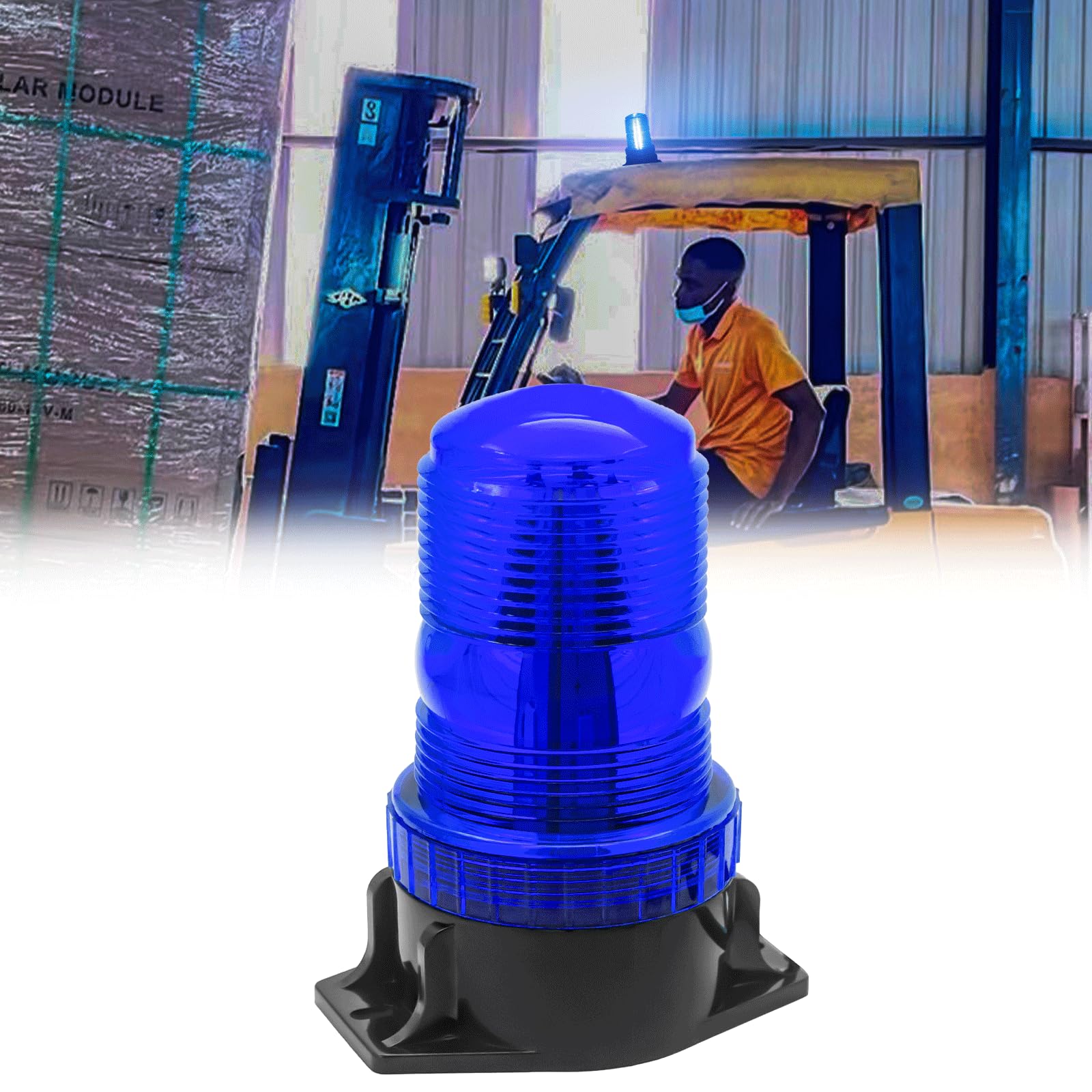 Biqing 1PC Luz de Baliza de Advertencia LED Azul,30LED Luces de Advertencia Estroboscópicas 12V 24V Luz Rotativa de Advertencia Estroboscopica para Autobús escolar Tractor Excavadoras Camión