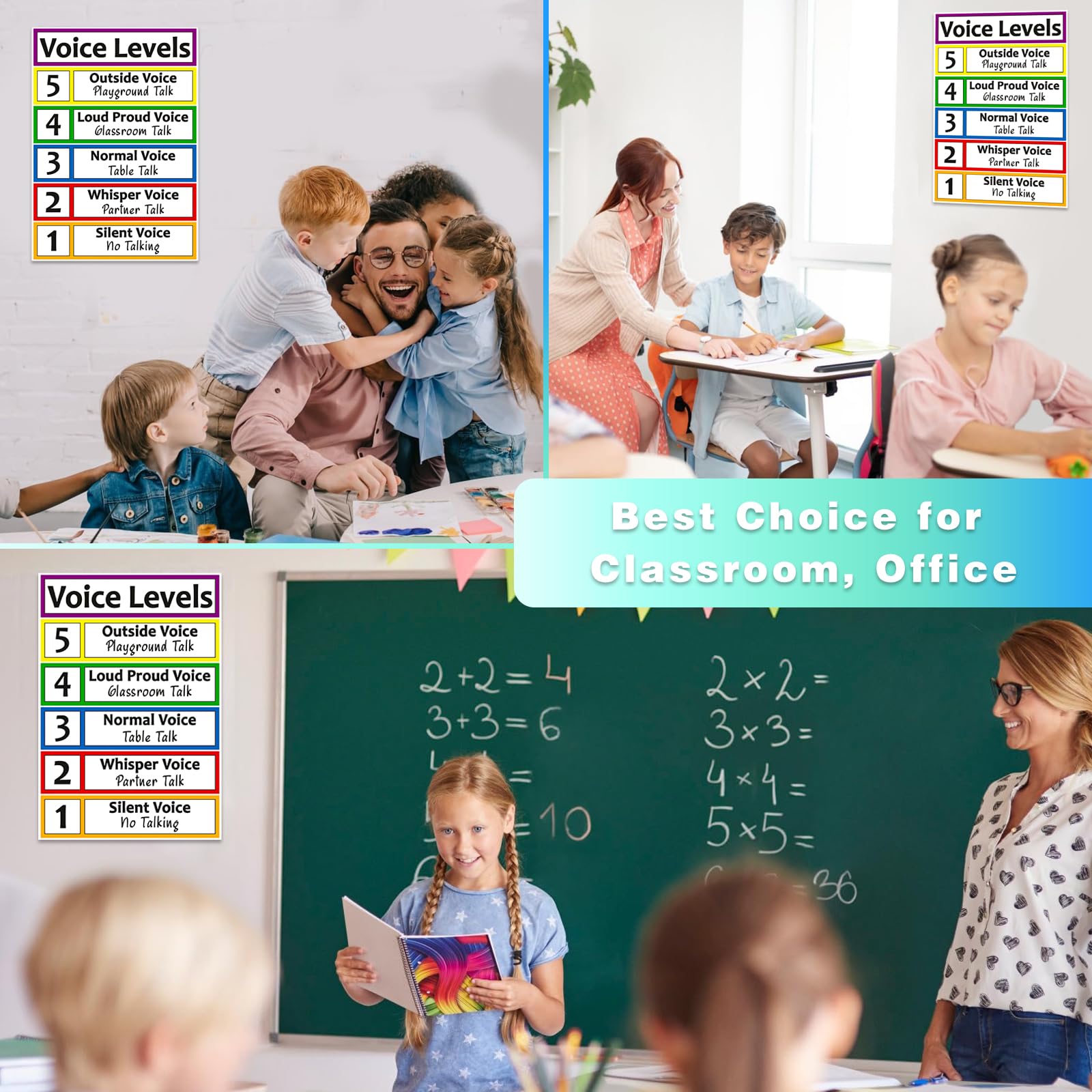 BIZIBAFF Voice Level Chart - Classroom Decorations Noise Level Educational Posters for Kindergarten Teachers Supplies - Image 4