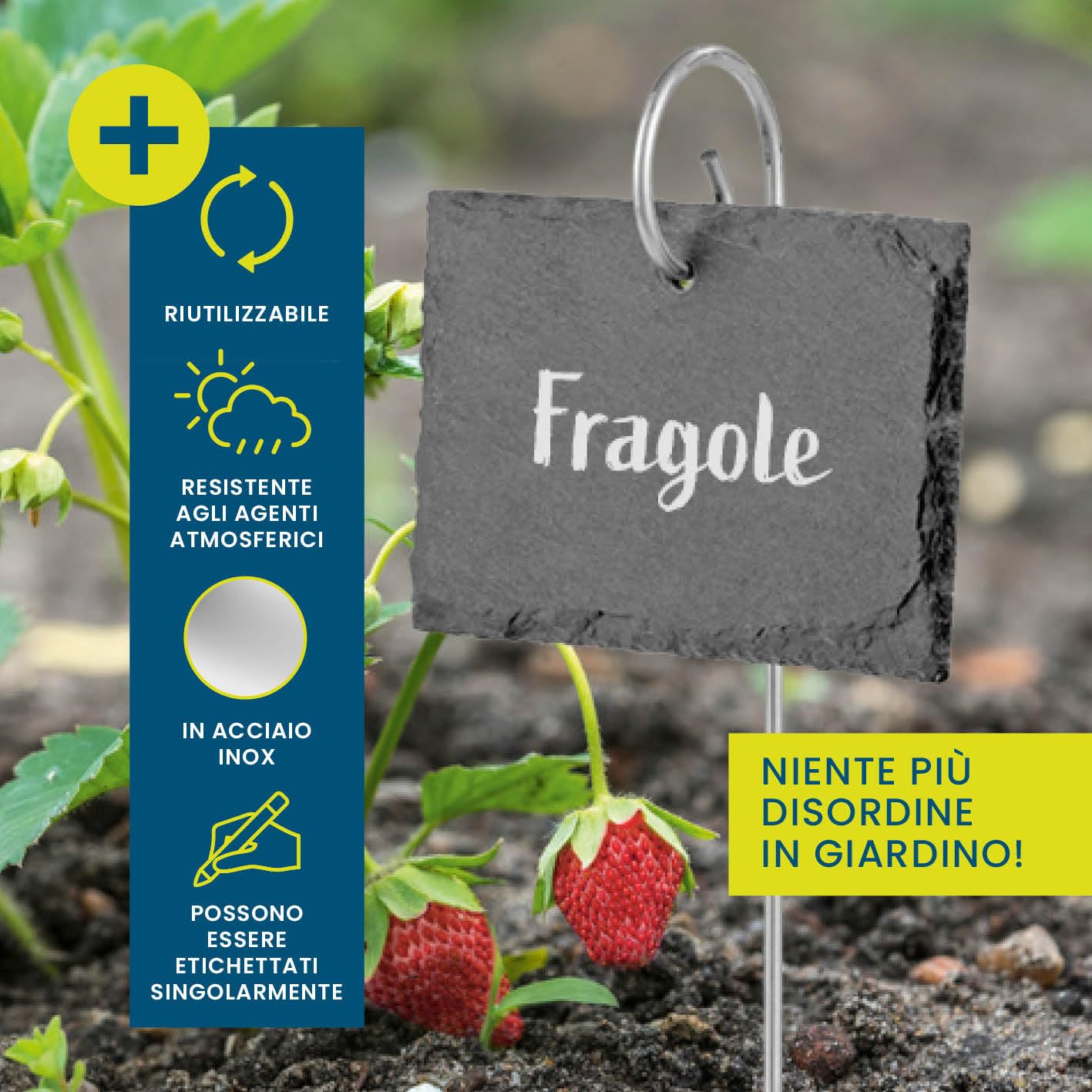 Hoberg Etichette per piante in ardesia - Set di 10 | Resistenti alle intemperie, riutilizzabili | Etichettatura di piante & erbe | Con punte in acciaio per il terreno | 10 x 7 x 0,5 cm [Angolare]