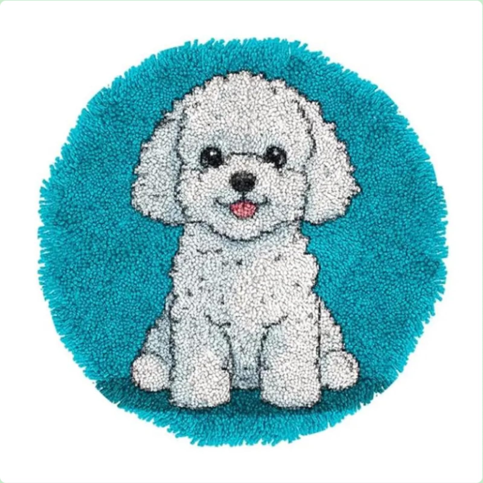 Bichon Frise Dog Portrait Latch Hook Rug Kit,DIY Stamped Crochet Carpet