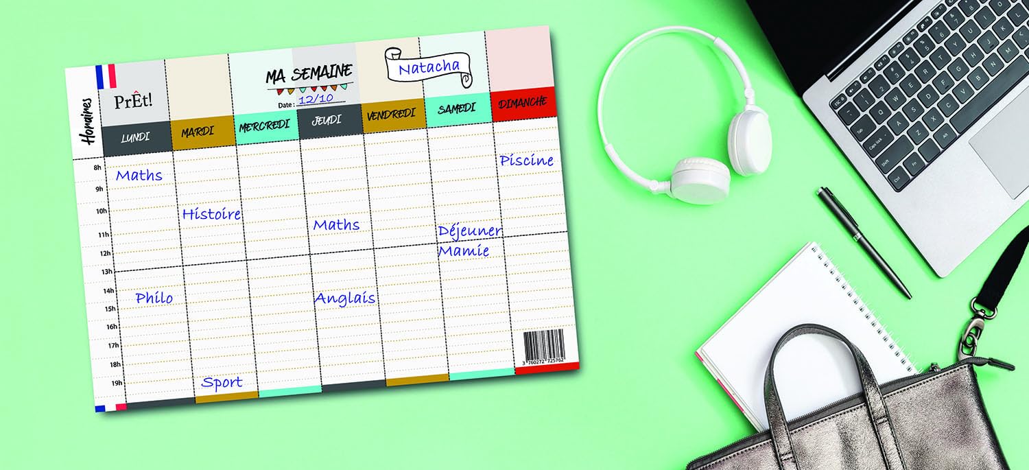 Biroyal Bloc Planificateur Hebdomadaire A4 Sans Date Fixe (50 Pages