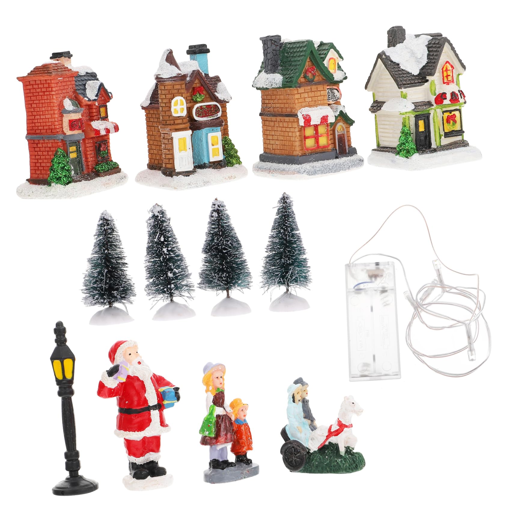 Alipis Adornos Luminosos para Casas de Nieve Figuras Navideñas Iluminación LED Paisaje Navideño para Decoración de Fiestas
