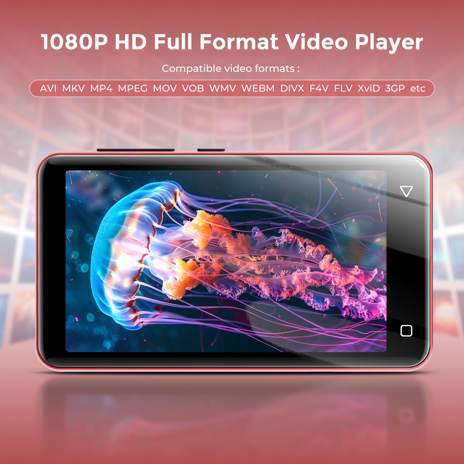 Innioasis 80 GB Reproductor MP3 con Bluetooth y WiFi, Reproductor de música Mp3 y Mp4 ave Spotify, Kids, Tidal, Deezer, Reproductor de vídeo de pantalla táctil de 4 pulgadas 1080P (negro+rojo)