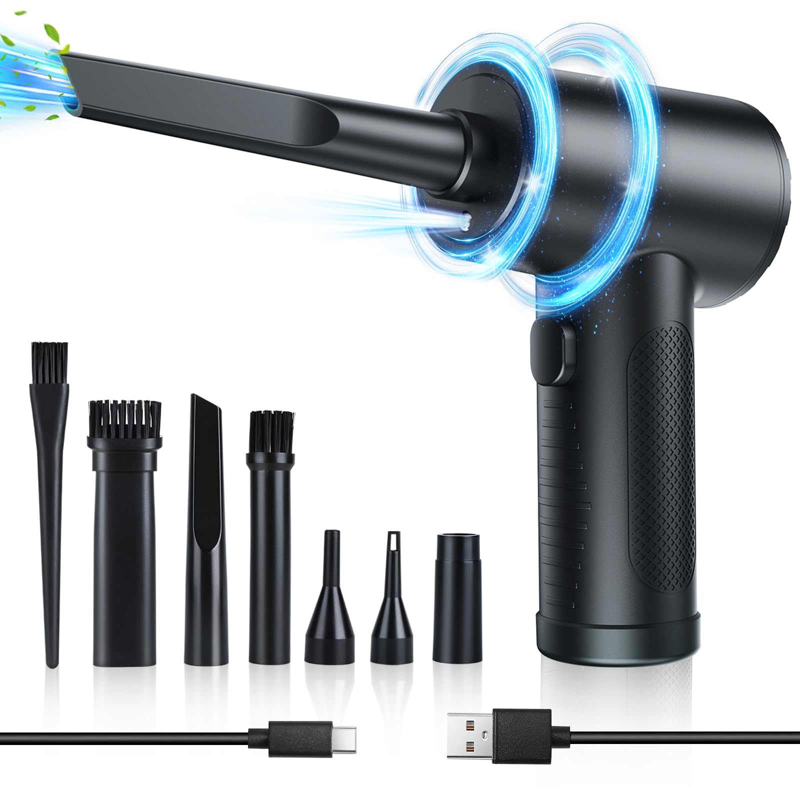 Soffiatore Aria Compressa Elettrico - 3 Velocità, Batteria 6000mAh, Per PC, Tastiere, Auto - Foto 8