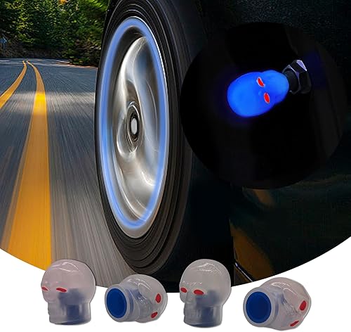 4 tapones luminosos para válvulas de aire de neumáticos, cubiertas de tapones de aire, tapones de válvula de neumáticos fluorescentes, accesorios de