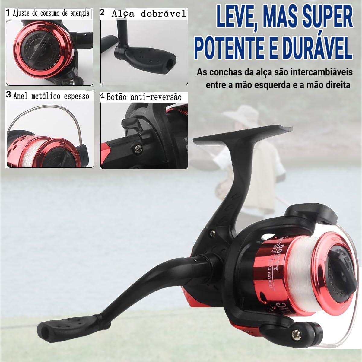 Kit Pesca, Kit Pesca Completo, Completo 2 Varas, Vara de Pesca Telescopica, Vara de Pesca com Molinete Profissional
