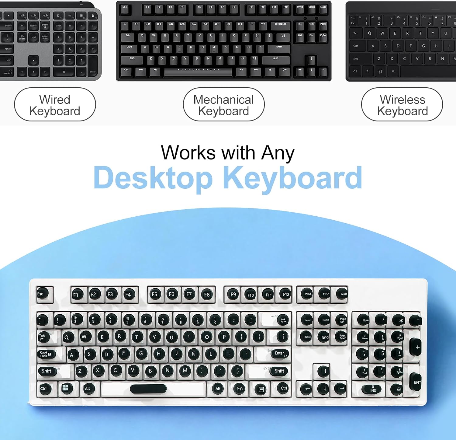 130 Pcs Raised Silicone Keyboard Sticker for Long Nails Typing and Gaming, Stable and Comfortable, Anti-Damage Symbolic and Alphanumeric Keys for Keyboards and Laptops (Black, 130pcs)