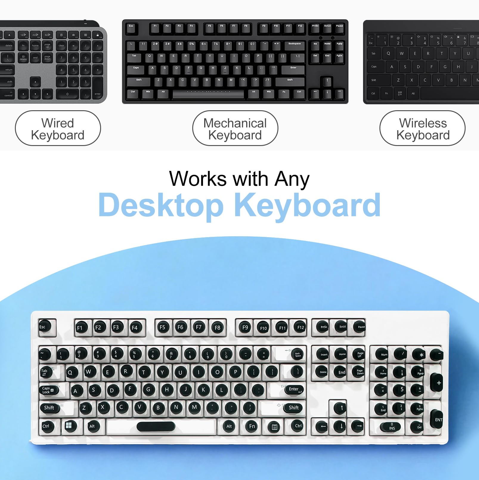 Lot de 130 autocollants en silicone pour clavier à ongles longs, stables et confortables, anti-dommages, touches symboliques et alphanumériques pour claviers et ordinateurs portables (noir, 130 pièces