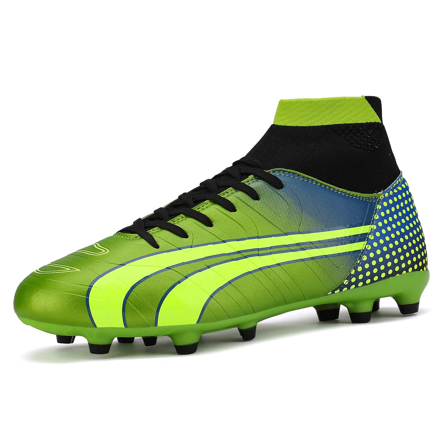 DREAM PAIRS Men's 160862-M N.Green Black Blue Cleats Football Soccer Shoes - 6.5 M US