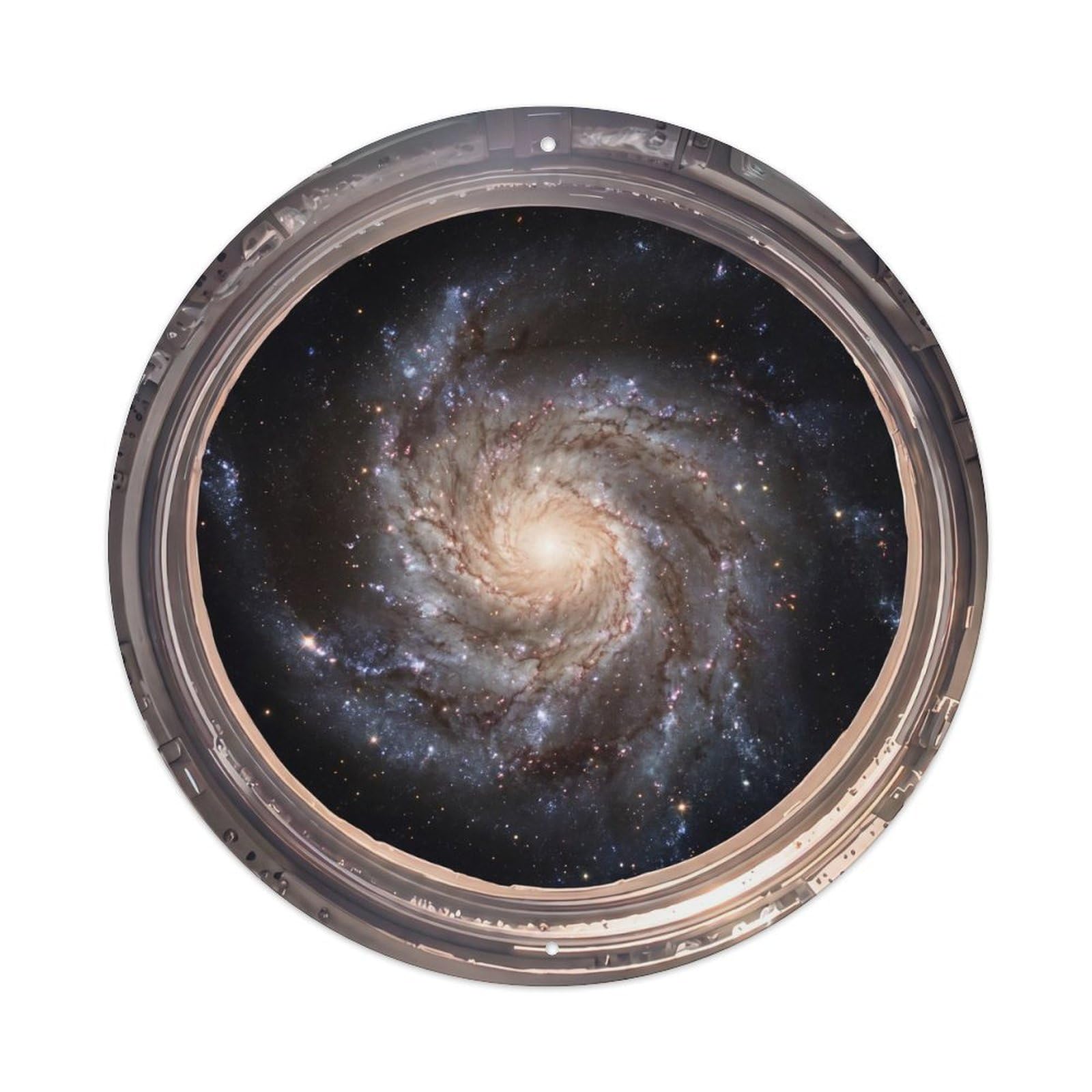 Metal Tin Sign Spiral Galaxy Arms from Space Station Porthole 1
