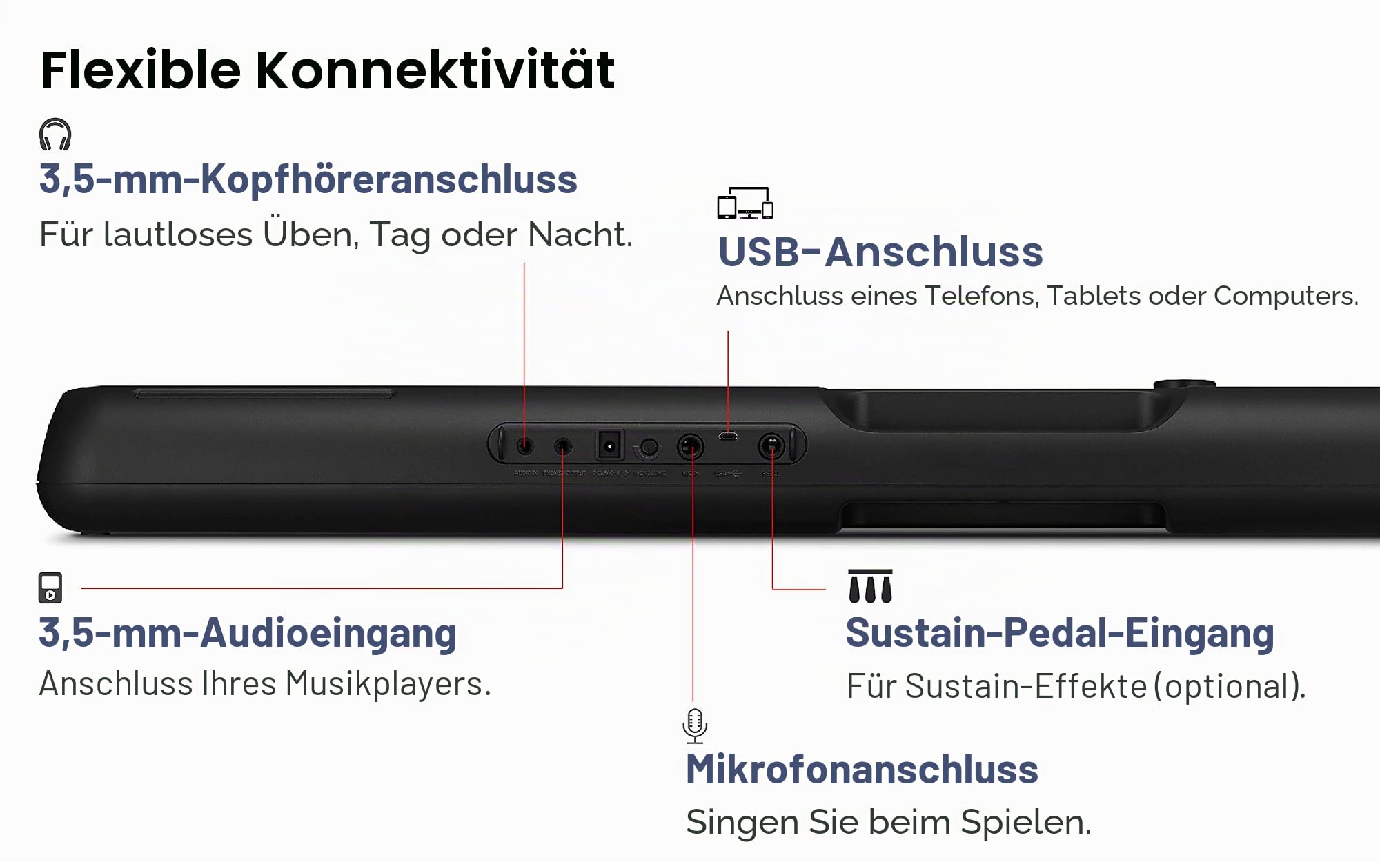 Casio CT-S300AD 61 berührungsempfindliche Tasten, Pitch-Bend Wheel tragbare elektronische Tastatur in Schwarz mit AC-Adapter im Lieferumfang enthalten