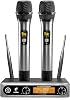 Sistema de Micrófonos Inalámbricos TONOR, 2 Micrófonos Dinámicos de Mano Profesionales UHF de 15 Canales con Receptor para Karaoke en Casa, Reuniones, Fiestas, Iglesia, Bodas, KTV, 60 m/200 pies, TW-820 Plateado 1