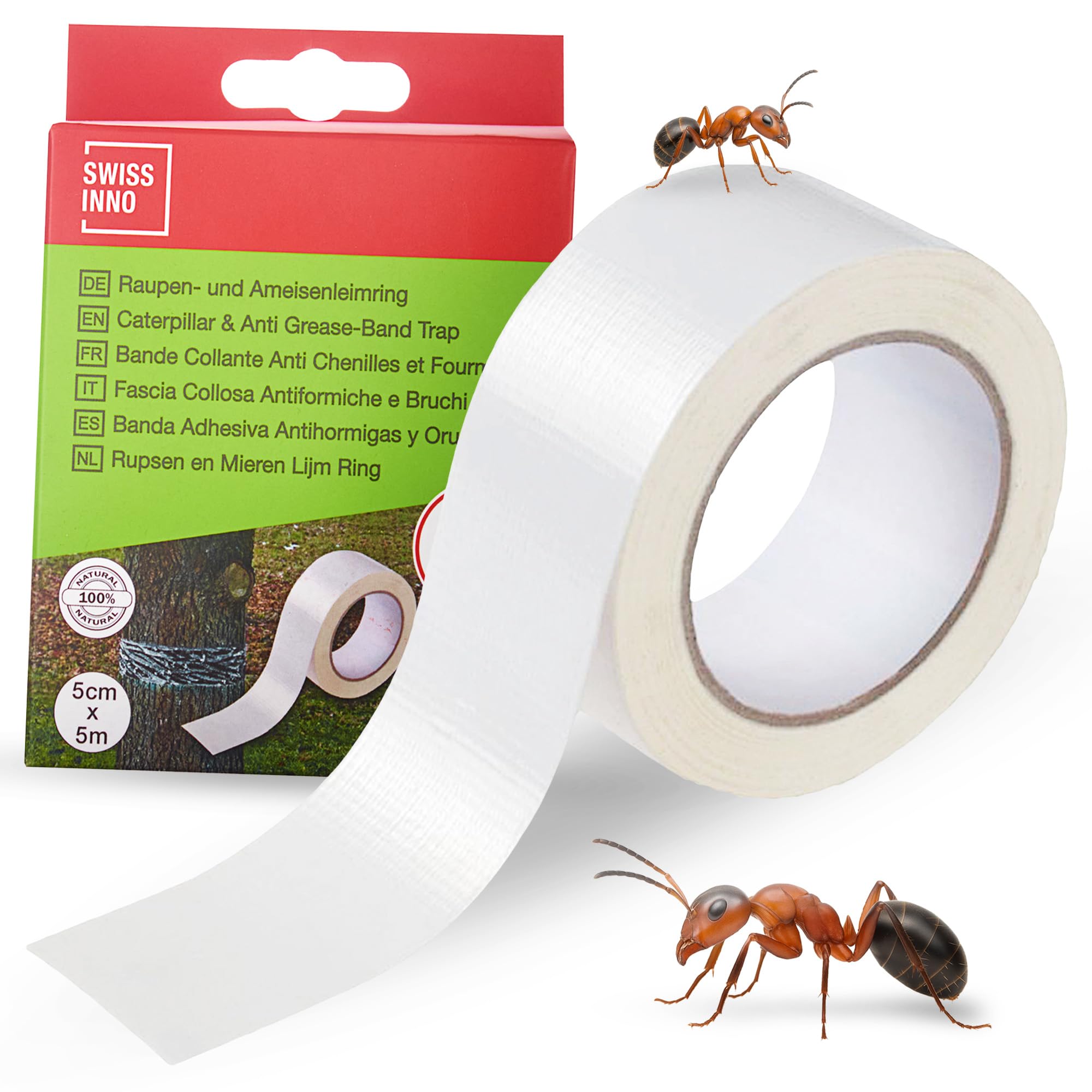 SWISSINNO Ruban adhésif Anti-Fourmis pour Insectes rampants 5 cm x 5 m Protection des Arbres