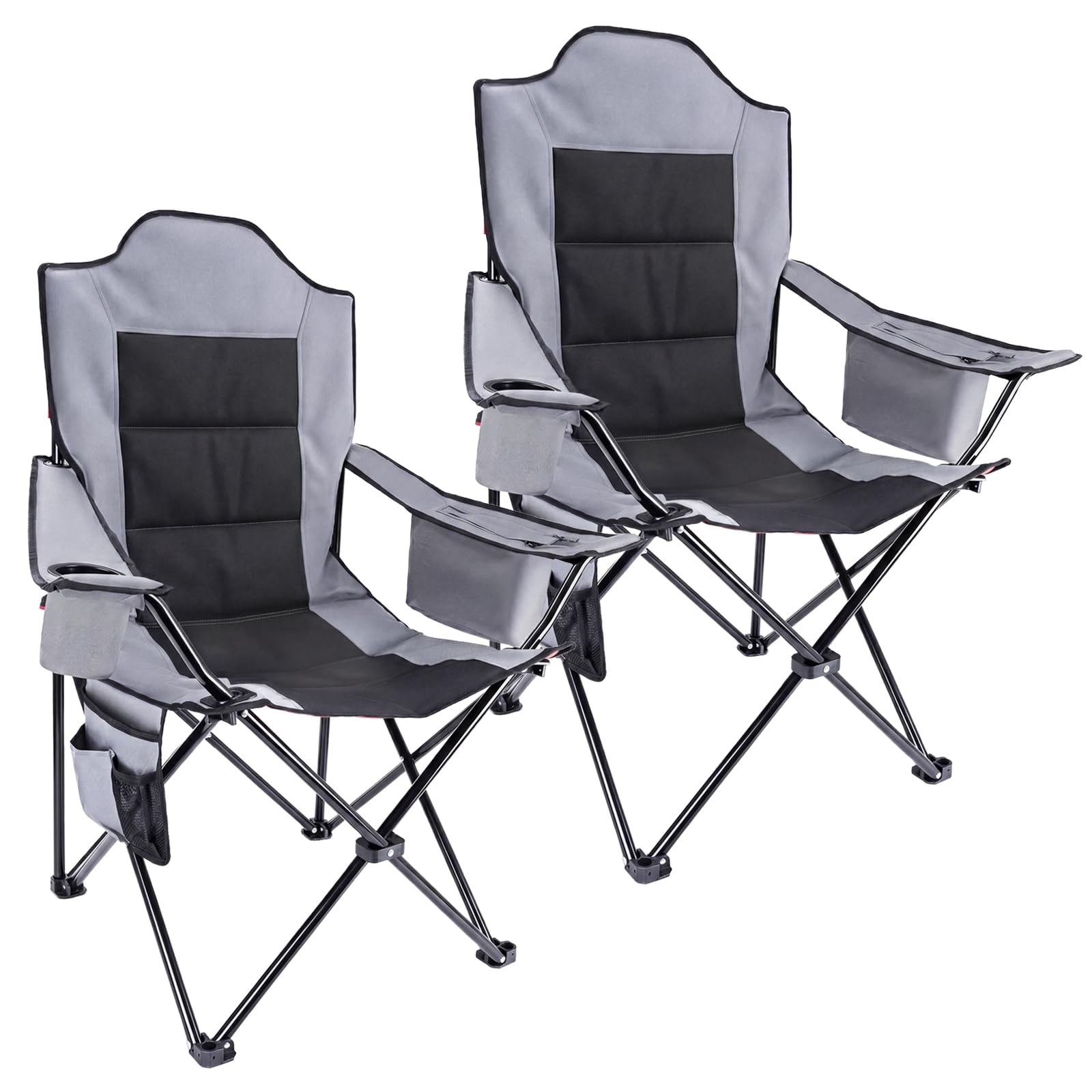 YEAUPE PRO Campingstuhl Faltbar Bequem Gepolster 2er Set, 150 KG Belastbar | Luxus Camping Stuhl mit Hochlehner, Breiter Sitz | Angelstuhl, Karpfenstuhl, Klappstuhl Camping Chair, XL