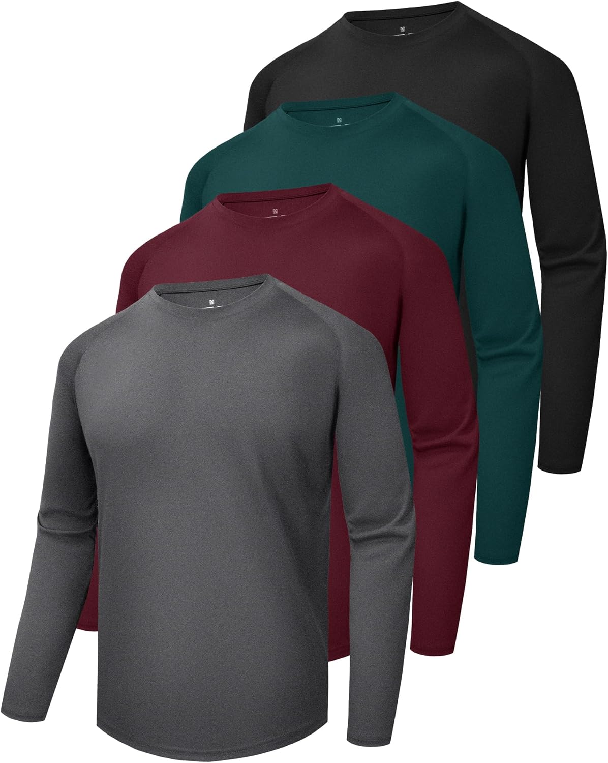 4 Pack Long Sleeve Shirts for Men - Quick Dry Moisture Wicking Sun Protection Tshirts for Fishing Workout Athletic Casual Gym