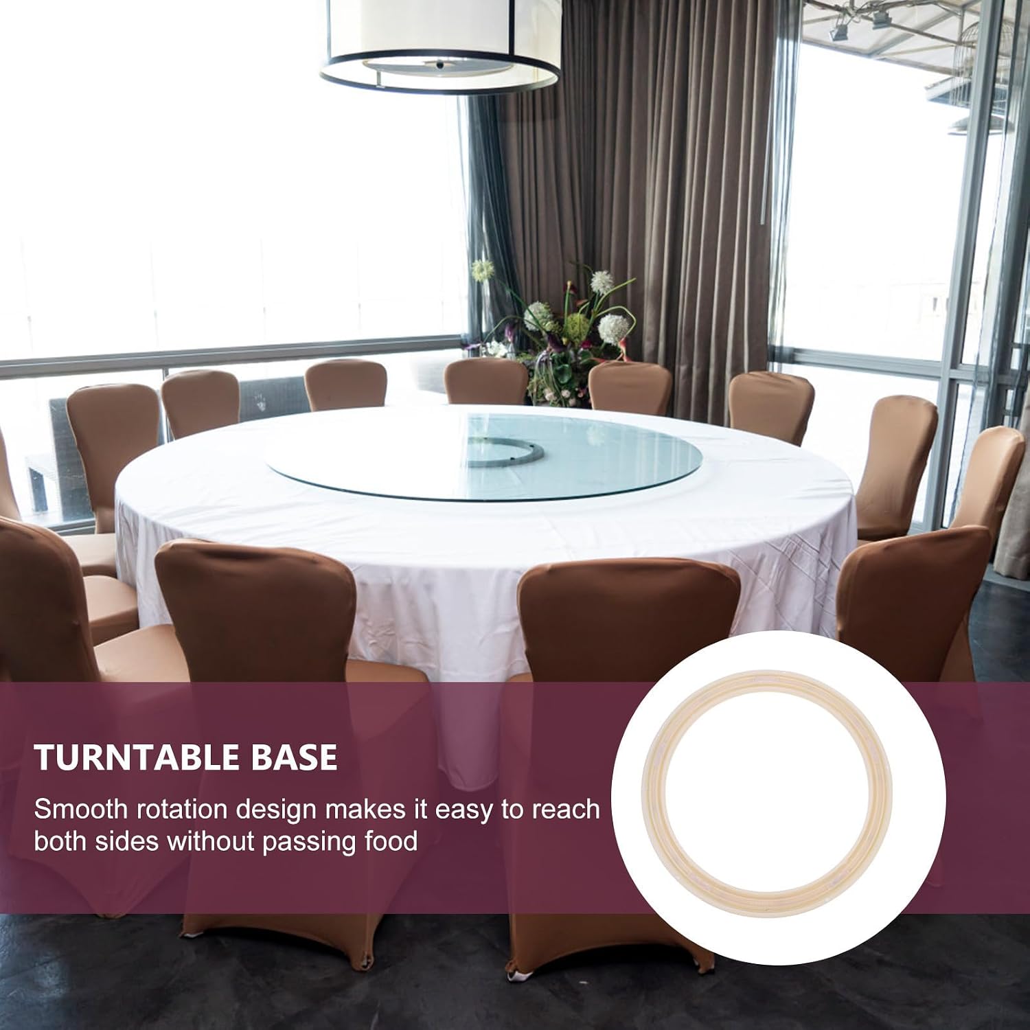 Plastic Turntable Base for Dining Table, White ABS