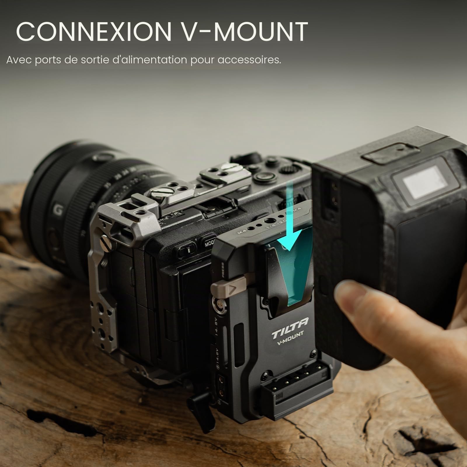 Tilta Plaque de Batterie Mini PD V Mount avec Récepteur ARCA Réglable - Noir TA-BTP4K-V-B