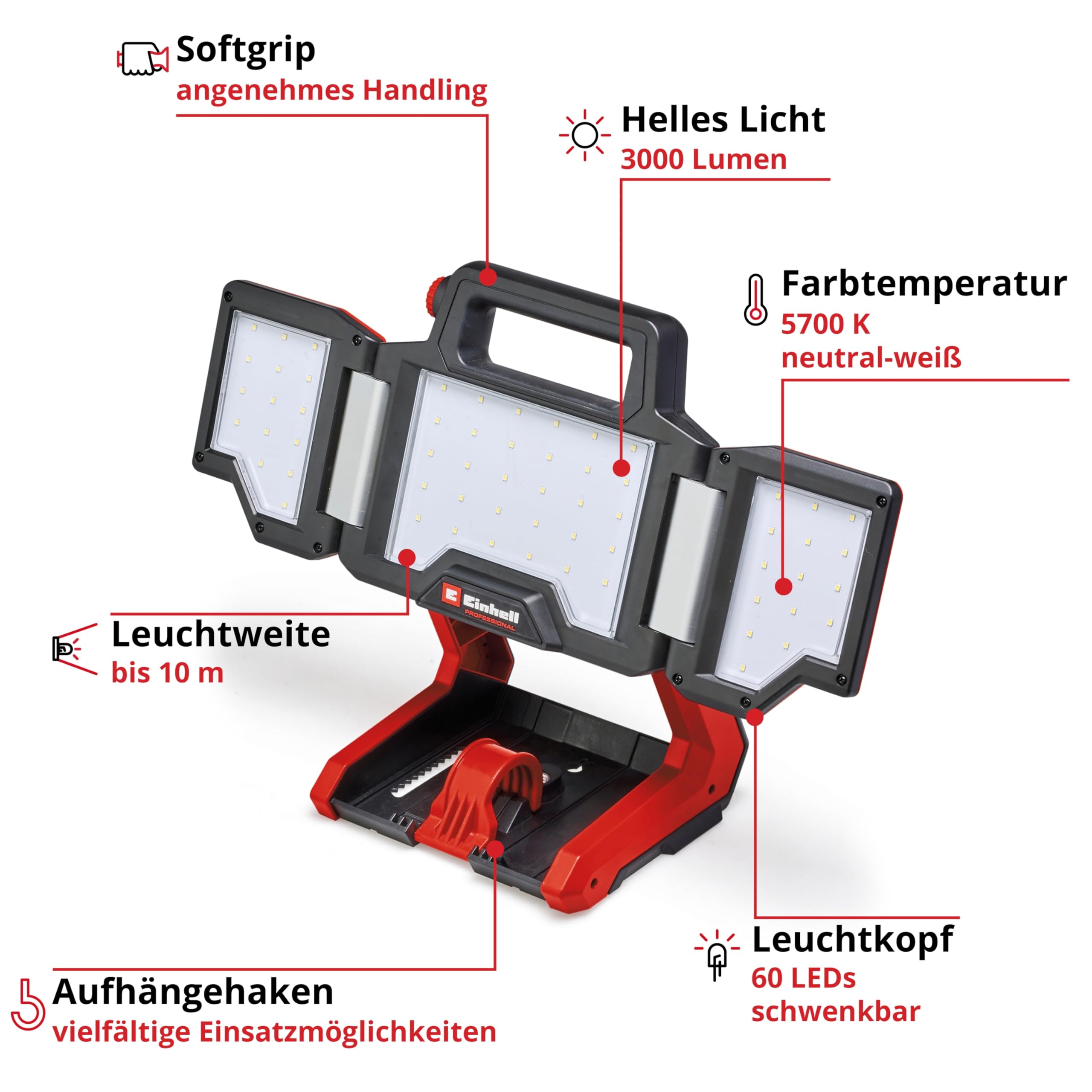 Einhell 4514170 Power X-Change TP-CL 18/3000 Li Set - Solo LED Arbeitsleuchte akkubetrieben 3000lm A