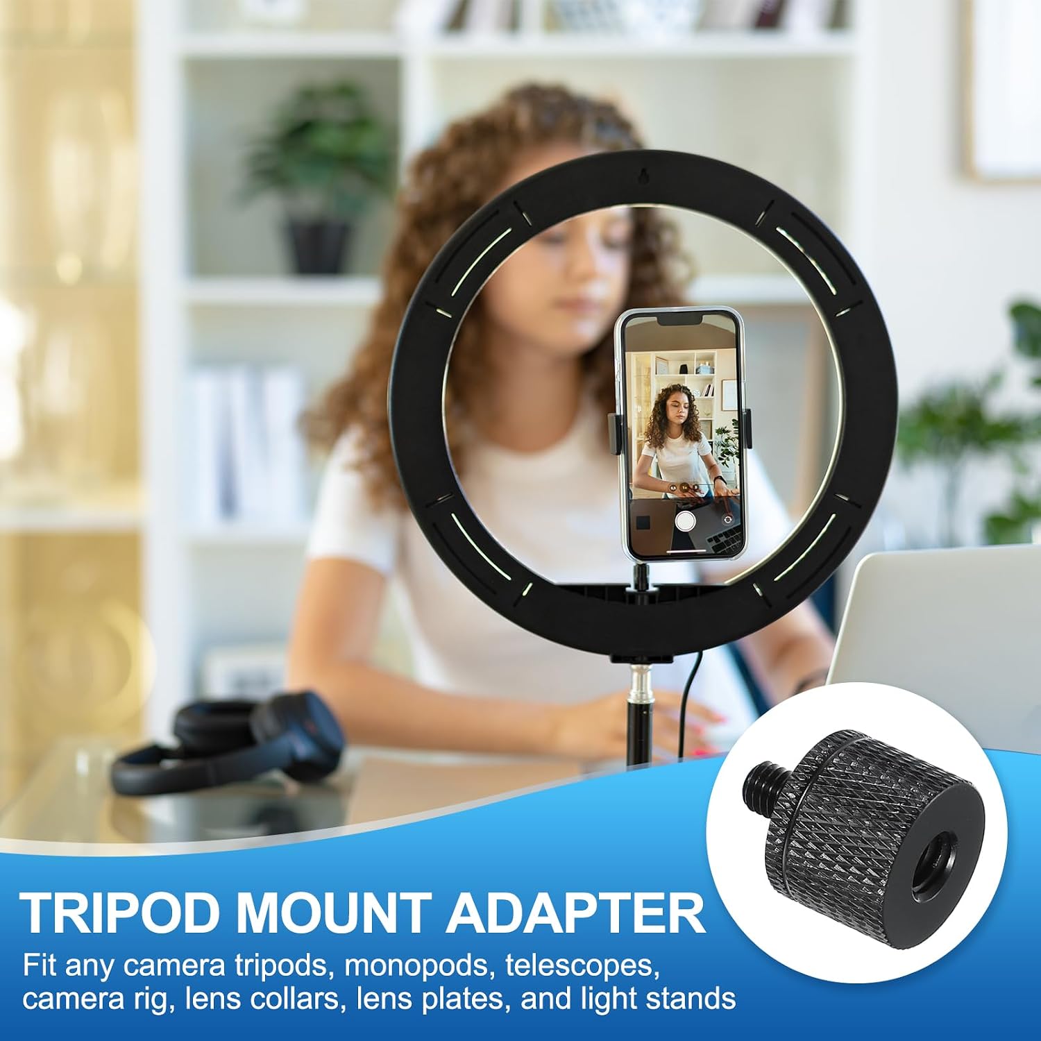 PATIKIL Tripod Screw Adapter 1/4" Female to M5 Male, 2 Pcs Tripod Nut Connectors Camera Mount Screw Camera Double Head Converter for Microphone Holder Magic Arms Accessories, 20 mm