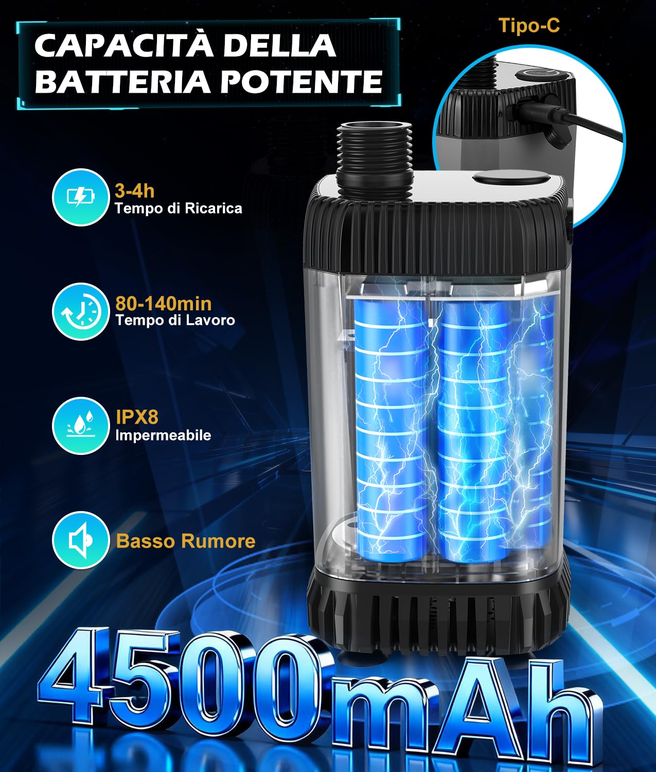 WADEO Doccia da Campeggio, [Secchio da 20L] Batteria Ricaricabile, Doccia Portatile per Spiaggia, Animali, Auto, Giardino