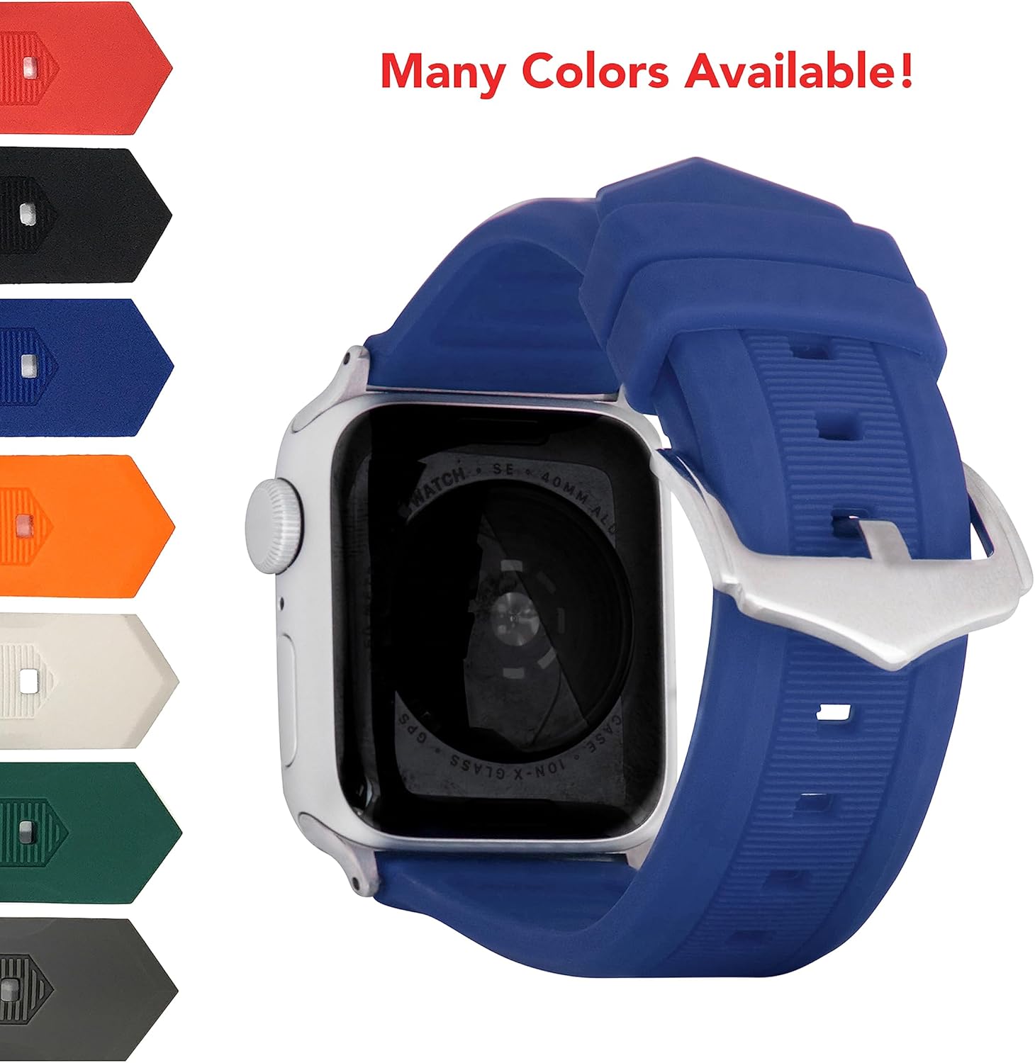 Bandini Silicone/Rubber Strap for Apple Watch Band Series 11 10 9 8, 7, 6, 5, 4, 3, 2, 1, Ultra 49mm & iWatch - Waterproof - Many Colors - 46mm 45mm 42mm 44mm 41mm 40mm 38mm 49mm & Ultra 3, 2 & 1