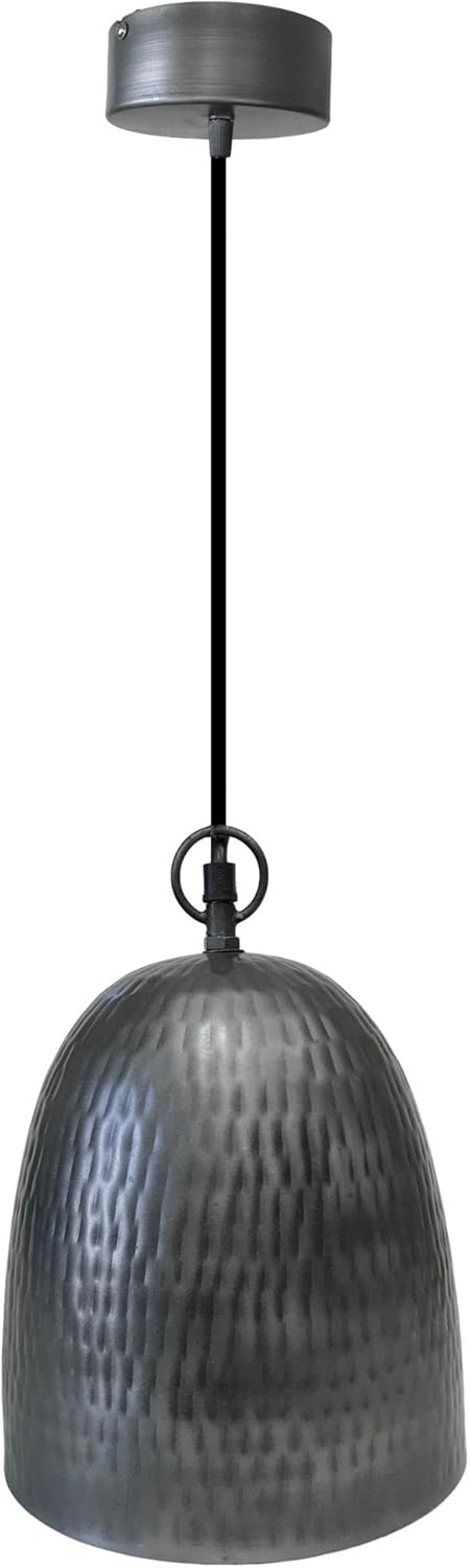 KAURI Silver Hammered Ceiling Pendant Light |-1 Light, Rustic Style Fixture Design (Small)
