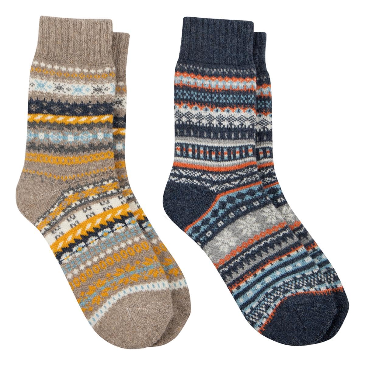 Totes Men's Multicolor Toasties® Wool Blend Fair Isle Slippers Socks (Twin Pack)