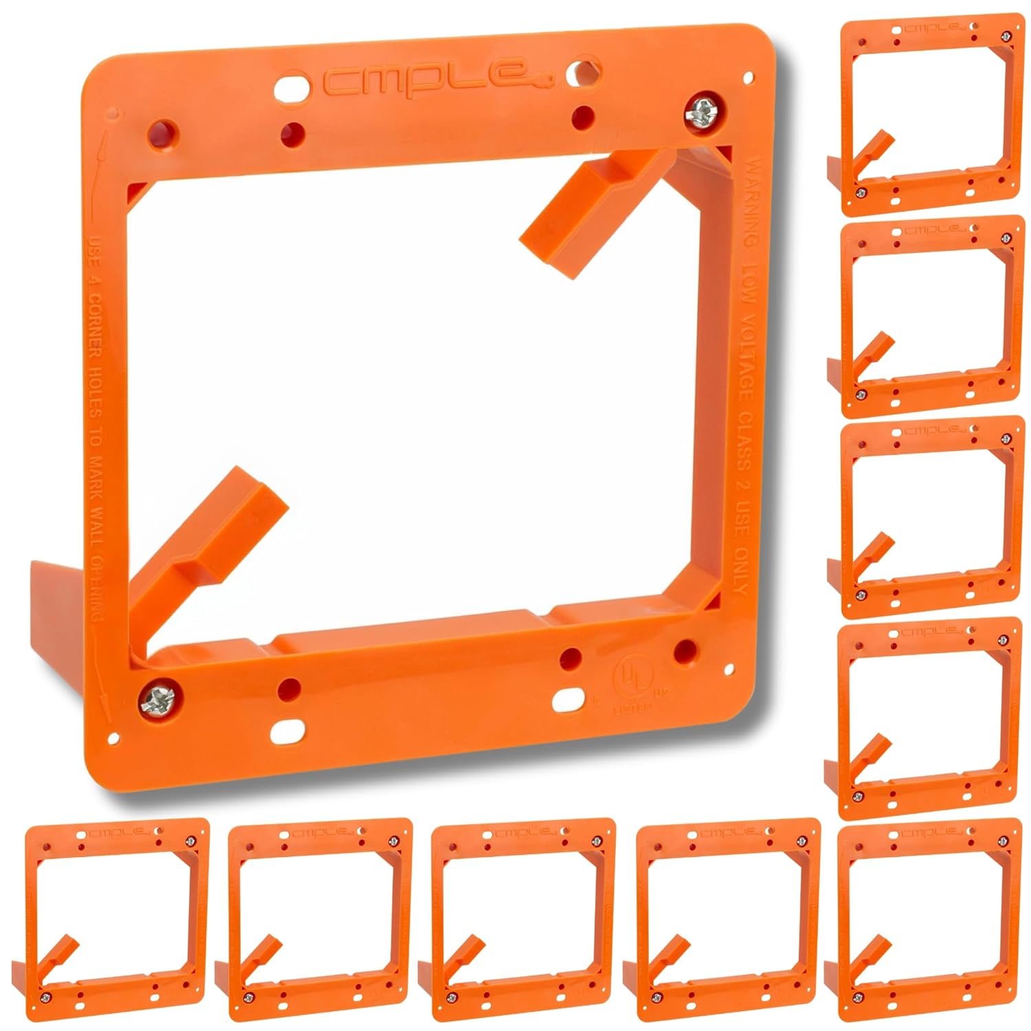 Cmple - Low Voltage Mounting Bracket 2 Gang Multipurpose Drywall Mounting Wall Plate Bracket (Dual Gang, 10 Pack)