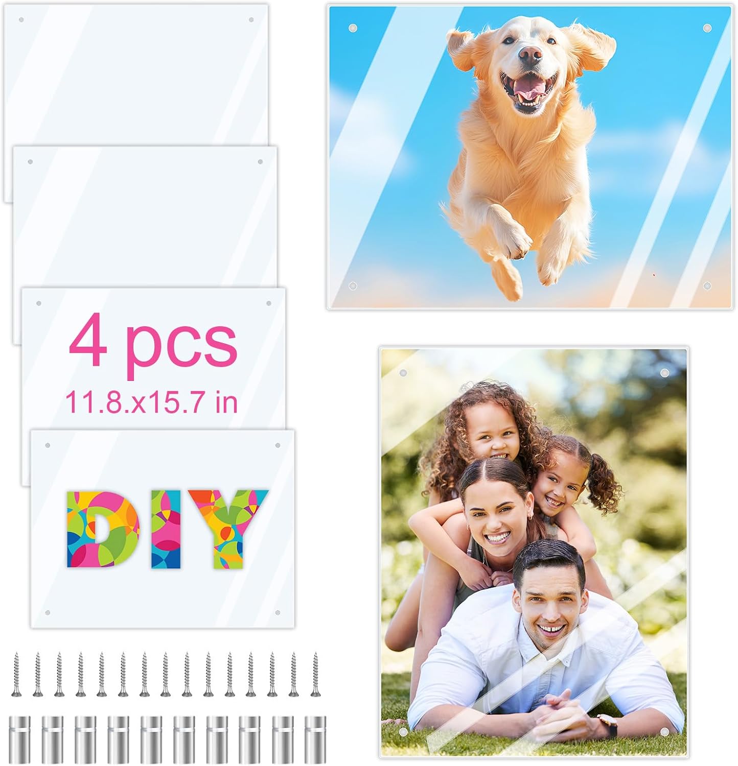 4Pcs Sublimation Glass Photo Blanks 11.8.x15.7 inch,sublimation blanks Wall Mount Tempered Glass Photo,DIY Picture Wall Frame Poster for Home Decor,Room Decor sublimation ornaments blanks