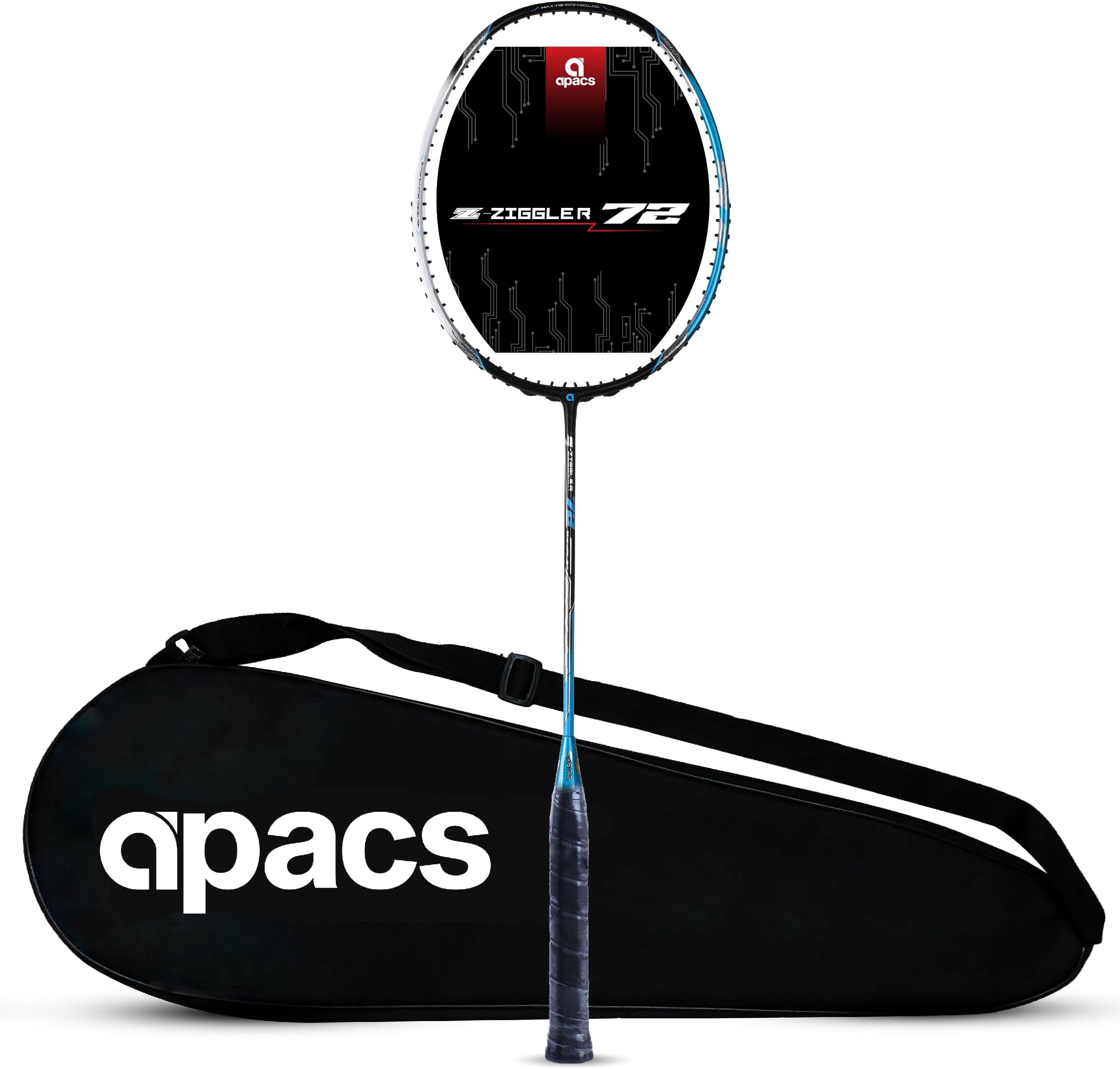 Z-Ziggler 72 (30 LBS, 72g) Unstrung Badminton Racket with Full Cover (Black Blue)