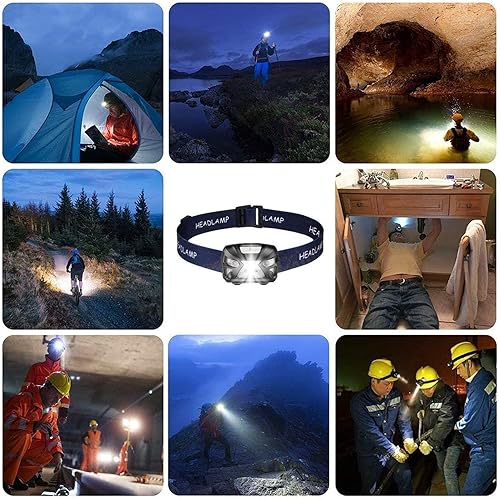 Miniatura 8 de Linterna frontal LED, faros delanteros recargables por USB con detector de movimiento, 300LM IPX4, luces de trabajo LED impermeables con 8 modos de