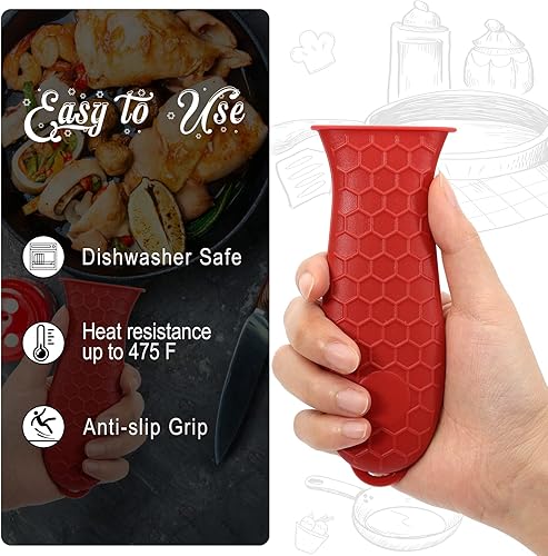 Miniatura 3 de Joyhalo Cubierta de mango de hierro fundido, paquete de 6 cubiertas de mango de sartén de hierro fundido, cubiertas de mango de olla resistentes al