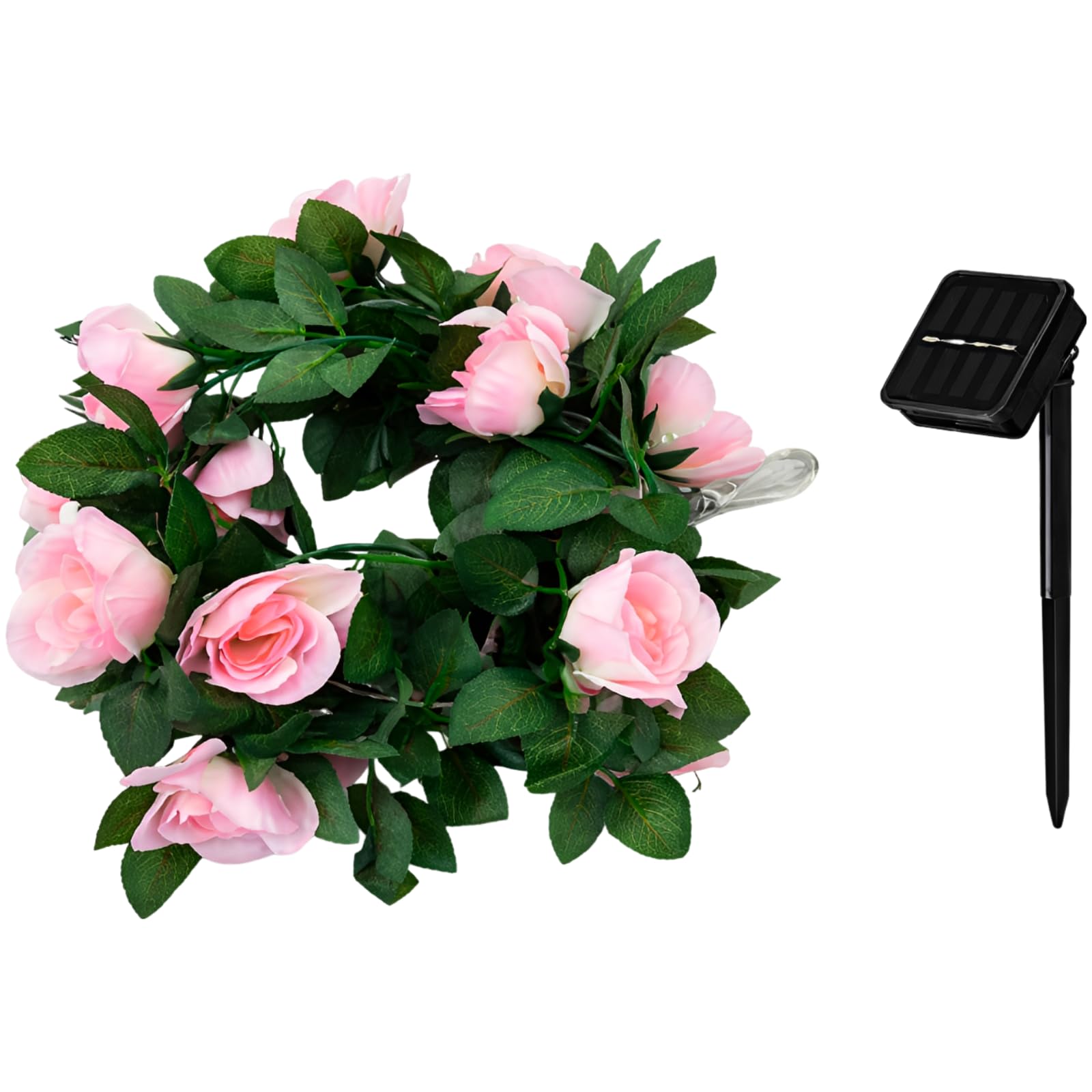Guirnalda de rosas de 50 luces LED de exterior con carga solar e impermeabilidad 7