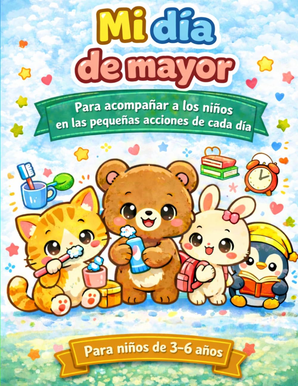 Mi día de mayor: libro para colorear para niños de 3 a 6 años – Rutinas diarias, hábitos y autonomía con animales adorables