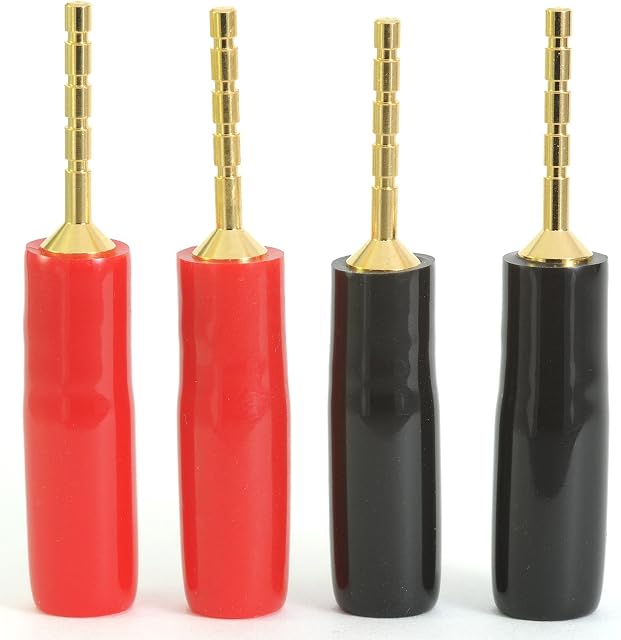 4 Speaker Pin Connectors - Gold Plated 2mm Banana Plugs with Screw Cable Terminal PINCON01