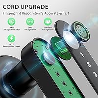 Vista 7 de Cerradura de puerta inteligente con perilla, cerraduras de puerta de entrada sin llave con asa, perilla de puerta de huellas dactilares