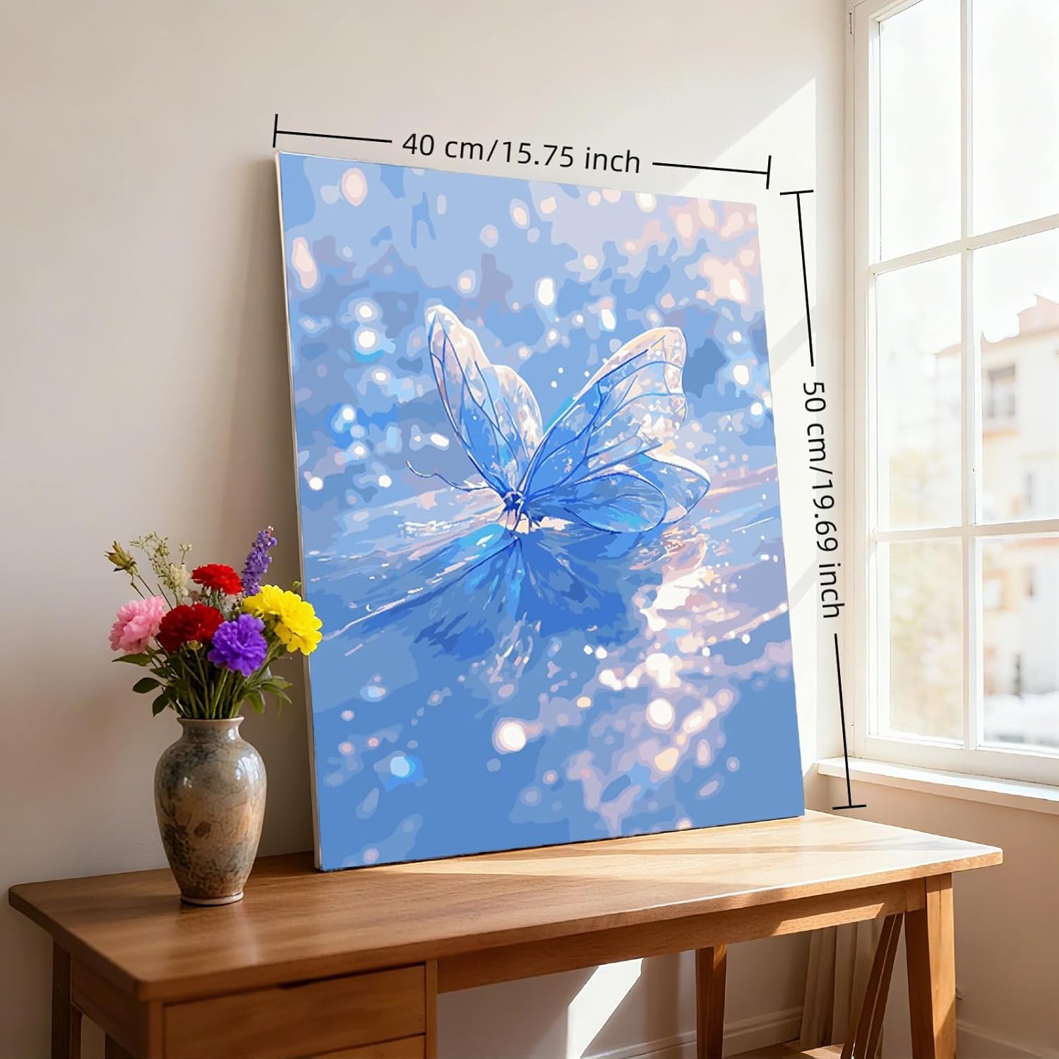 YiLUAN Paint by Numbers Canvas Kit for Adults Beginners with Framed Canvas,16" Wx20 H Canvas Paint Animal Number Artist Painting Kits - Butterfly Butterfly 16"W*20"H