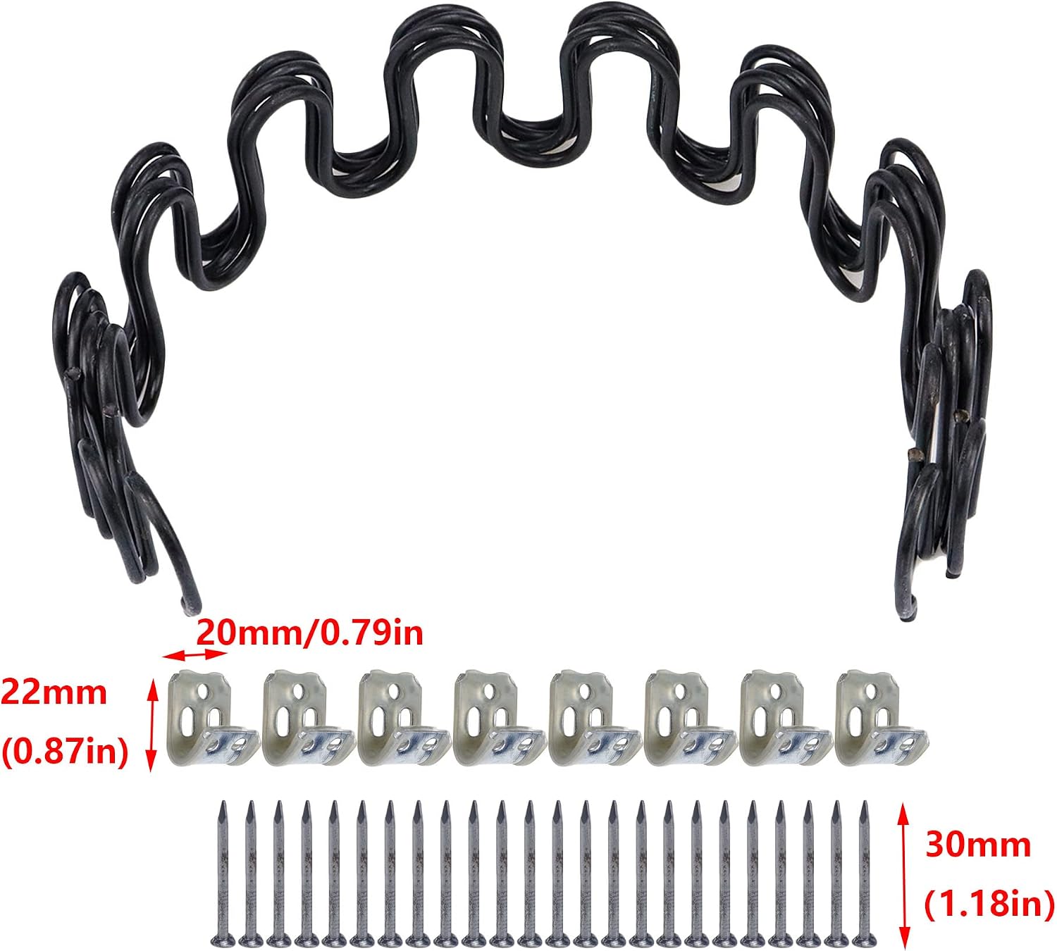 Antrader 16"(40cm) Couch Spring Repair Kit,4-Pack Upholstery Spring Clips for Furniture Couch Repair,Includes Screws and Clips,Black